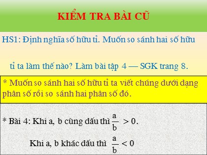 Bài giảng Đại số Lớp 7 - Tiết 2: Cộng, trừ các số hữu tỉ