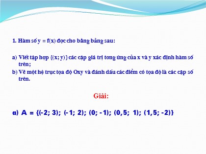 Bài giảng Đại số Lớp 7 - Tiết 33: Đồ thị của hàm số y = ax (a khác 0)