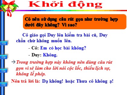 Bài giảng Ngữ văn 7 - Câu đặc biệt