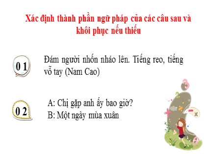 Bài giảng Ngữ văn Lớp 7 - Câu đặc biệt - Nguyễn Thị Hạnh