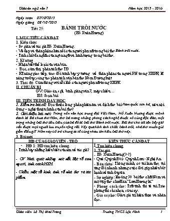 Giáo án Ngữ văn 7 - Tiết 25: Văn bản Bánh trôi nước - Lê Thị Mai Trang