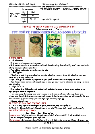 Kế hoạch bài dạy Ngữ văn Lớp 7 - Chương trình học kì 2 - Năm học 2021-2022 - Vũ Thị Ánh Tuyết