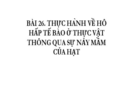 Bài giảng Khoa học tự nhiên Lớp 7 Sách Chân trời sáng tạo - Bài 26: Thực hành về hô hấp tế bào ở thực vật thông qua sự nảy mầm của hạt