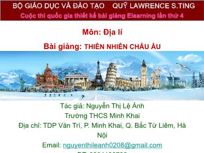 Bài giảng Địa lí Lớp 7 - Bài 51: Thiên nhiên châu Âu - Nguyễn Thị Lệ Ánh