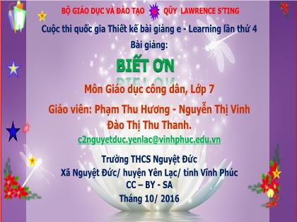 Bài giảng Giáo dục công dân Lớp 7 - Bài: Biết ơn - Đào Thị Thu Thanh