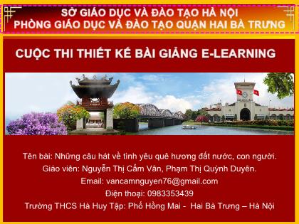 Bài giảng Ngữ văn Lớp 7 - Những câu hát về tình yêu quê hương đất nước, con người - Nguyễn Thị Cẩm Vân