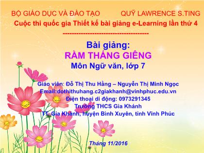 Bài giảng Ngữ văn Lớp 7 - Văn bản Rằm tháng giêng - Đỗ Thị Thu Hằng