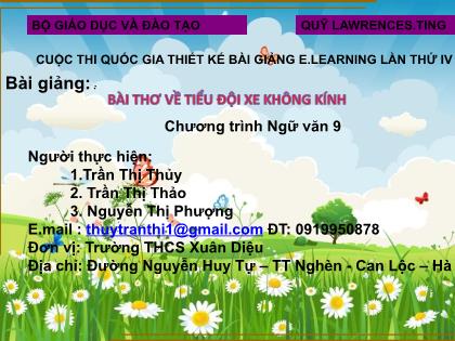 Bài giảng Ngữ văn Lớp 9 - Văn bản Bài thơ về tiểu đội xe không kính - Trần Thị Thủy