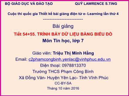 Bài giảng Tin học Lớp 7 - Tiết 54+55: Trình bày dữ liệu bằng biểu đồ - Triệu Thị Minh Hằng