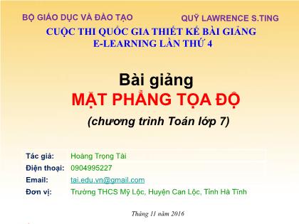 Bài giảng Toán Lớp 7 - Mặt phẳng tọa độ - Hoàng Trọng Tài