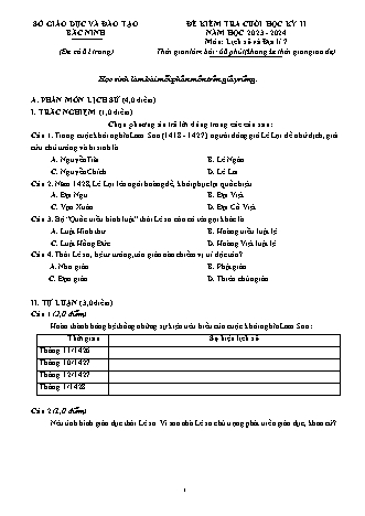 Đề kiểm tra cuối học kì 2 môn Lịch sử và Địa lí 7 - Năm học 2023-2024 (Có đáp án)