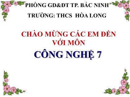 Bài giảng Công nghệ 7 (Kết nối tri thức) - Tiết 2, Bài 1: Giới thiệu về trồng trọt - Trường THCS Hòa Long