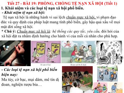 Bài giảng Giáo dục công dân 7 (Kết nối tri thức) - Tiết 27, Bài 19: Phòng, chống tệ nạn xã hội (tiết 1)