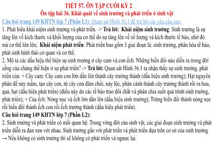 Bài giảng Khoa học tự nhiên 7 (Kết nối tri thức) - Tiết 57: Ôn tập cuối kỳ 2