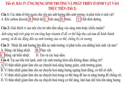 Bài giảng Khoa học tự nhiên Lớp 7 (Kết nối tri thức) - Tiết 43, Bài 37: Ứng dụng sinh trưởng và phát triển ở sinh vật vào thực tiễn (tiết 2)
