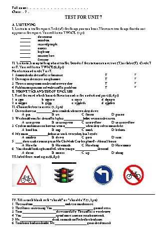 Đề kiểm tra Unit 7 môn Tiếng Anh 7 bộ Kết nối tri thức (Có đáp án)