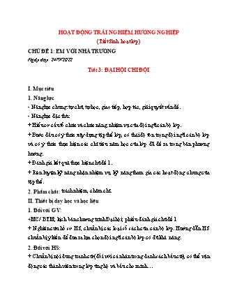 Giáo án Hoạt động trải nghiệm 7 (Kết nối tri thức) - Tiết 3: Đại hội chi đội - Năm học 2022-2023