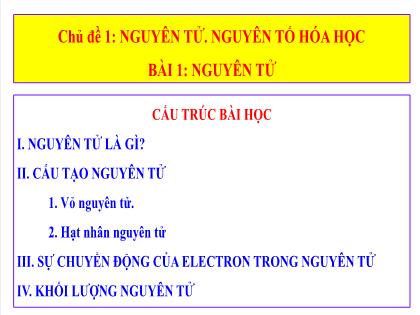 Bài giảng Khoa học tự nhiên 7 (Kết nối tri thức) - Chủ đề 1 - Bài 1: Nguyên tử - Trường THCS Nam Hải