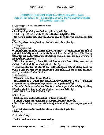Bài giảng Lịch sử 7 (Kết nối tri thức) - Chương 5 - Bài 11: Nhà Lý xây dựng và phát triển đất nước (1009-1225) - Năm học 2022-2023 - Trường THCS Nguyễn Chuyên Mỹ