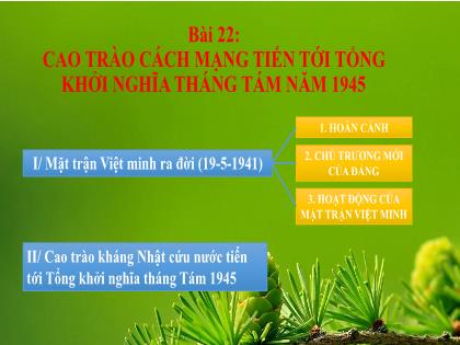 Bài giảng Lịch sử và Địa lí 7 (Kết nối tri thức) - Bài 22: Cao trào cách mạng tiến tới tổng khởi nghĩa tháng tám 1945 - Trường THCS Nguyễn Chuyên Mỹ
