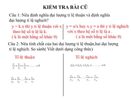 Bài giảng Toán 7 - Bài 4: Một số bài toán về đại lượng tỉ lệ nghịch - Trường THCS Quán Toan