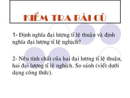 Bài giảng Toán 7 - Bài: Một số bài toán về đại lượng tỉ lệ nghịch - Trường THCS Quán Toan