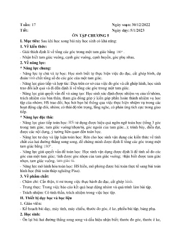 Bài giảng Toán 7 - Tuần 17 - Bài: Ôn tập chương 5 - Năm học 2022-2023 - Trường THCS Hùng Vương
