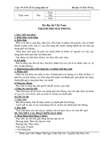 Cuộc thi thiết kế bài giảng - Bài: Dư địa chỉ Việt Nam Thành phố Hải Phòng - Phạm Thị Ngọt