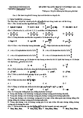 Đề kiểm tra giữa học kì 2 môn Toán 7 - Năm học 2022-2023 - Bùi Thị Thuận (Có đáp án + Ma trận)