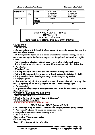 Giáo án Ngữ Văn 7 (Cánh diều) - Bài 6: Truyện ngụ ngôn và tục ngữ Ếch ngồi đáy giếng, đẽo cày giữa đường - Trường THCS Nguyễn Chuyên Mỹ