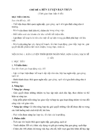 Kế hoạch bài dạy Hoạt động trải nghiệm hướng nghiệp 7 (Kết nối tri thức) - Chủ đề 4: Rèn luyện bản thân - Trường THCS Hùng Vương