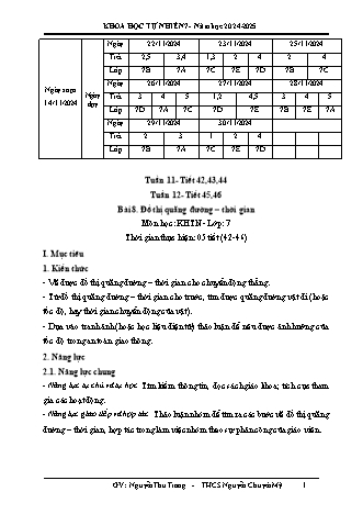 Kế hoạch bài dạy Khoa học tự nhiên 7 (Cánh diều) - Tuần 12+13 - Bài 8: Đồ thị quảng đường, thời gian - Năm học 2024-2025 - Nguyễn Thu Trang
