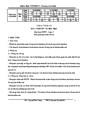 Kế hoạch bài dạy Khoa học tự nhiên 7 (Cánh diều) - Tuần 3 - Bài 2: Nguyên tố hóa học - Năm học 2024-2025 - Nguyễn Thu Trang