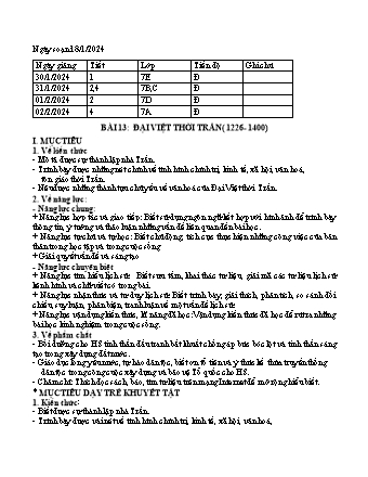 Kế hoạch bài dạy Lịch sử và Địa lí 7 (Kết nối tri thức) - Bài 10: Đại Cồ Việt thời Đinh và Tiền Lê (968-1009) - Trường THCS Nguyễn Chuyên Mỹ