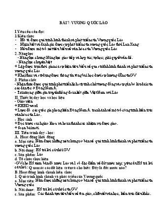 Kế hoạch bài dạy Lịch sử và Địa lí 7 (Kết nối tri thức) - Bài 7: Vương Quốc Lào - Trường THCS Nguyễn Chuyên Mỹ