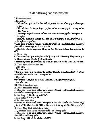 Kế hoạch bài dạy Lịch sử và Địa lí 7 (Kết nối tri thức) - Bài 8: Vương quốc Cam-pu-chia - Trường THCS Nguyễn Chuyên Mỹ
