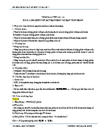 Kế hoạch bài dạy môn Toán 7 - Bài 5: Làm quen với số thập phân vô hạn tuần hoàn - Trường THCS Bạch Đằng