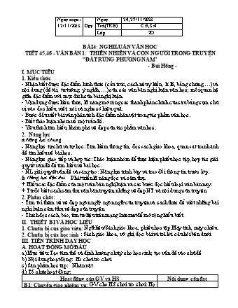 Kế hoạch bài dạy Ngữ Văn 7 (Cánh diều) - Bài 4: Thiên nhiên và con người và con người trong truyện Đất rừng phương nam - Năm học 2023-2024 - Trường THCS Nguyễn Chuyên Mỹ