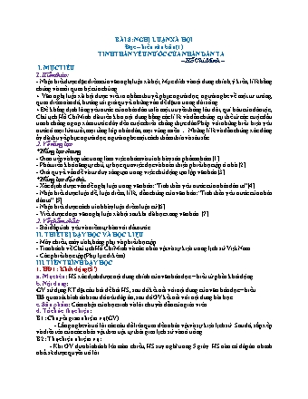 Kế hoạch bài dạy Ngữ Văn 7 (Cánh diều) - Bài 8: Nghị luận xã hội. Đọc hiểu Tinh thần yêu nước của nhân dân ta - Trường THCS Nguyễn Chuyên Mỹ