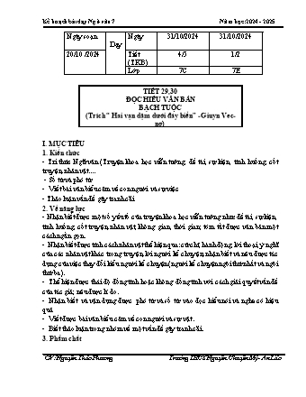 Kế hoạch bài dạy Ngữ Văn 7 (Cánh diều) - Bài: Đọc hiểu văn bản Bạch tuộc - Năm học 2024-2025 - Nguyễn Thảo Phương