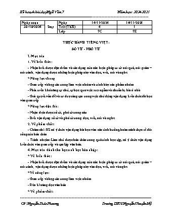 Kế hoạch bài dạy Ngữ Văn 7 (Cánh diều) - Bài: Thực hành tiếng việt Số từ, phó từ - Năm học 2024-2025 - Nguyễn Thảo Phương Trường THCS Nguyễn Chuyên Mỹ