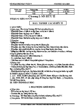 Kế hoạch bài dạy Toán 7 (Cánh diều) - Chương 1 - Bài 1: Tập hợp các số hựu tỉ - Năm học 2023-2024 - Bùi Thi Kim Anh