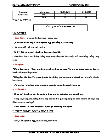 Kế hoạch bài dạy Toán 7 (Cánh diều) - Tuần 16 - Bài tập cuối chương IV - Năm học 2023-2024 - Bùi Thi Kim Anh