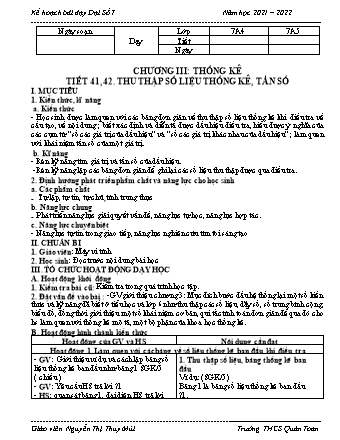 Kế hoạch bài dạy Toán 7 (Đại số) - Chương 3 - Năm học 2021-2022 - Nguyễn Thị Thùy Mùi