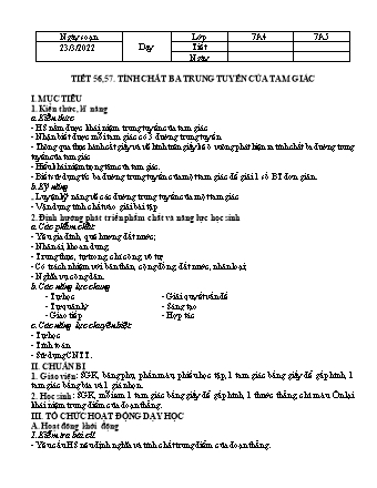 Kế hoạch bài dạy Toán 7 (Hình học) - Tuần 30 - Năm học 2021-2022 - Trường THCS Quán Toan