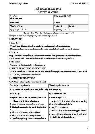 Giáo án Toán lớp 7 sách KNTT - Tuần 13 - Năm học 2026-2027 (Tích hợp năng lực số và AI)