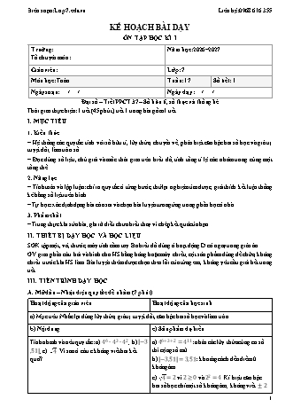 Giáo án Toán lớp 7 sách KNTT - Tuần 17 - Năm học 2026-2027 (Tích hợp năng lực số và AI)