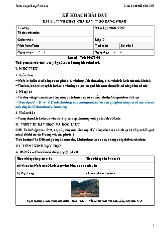 Giáo án Toán lớp 7 sách KNTT - Tuần 20 - Năm học 2026-2027 (Tích hợp năng lực số và AI)