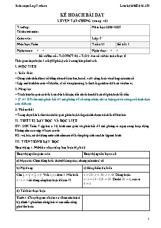 Giáo án Toán lớp 7 sách KNTT - Tuần 21 - Năm học 2026-2027 (Tích hợp năng lực số và AI)