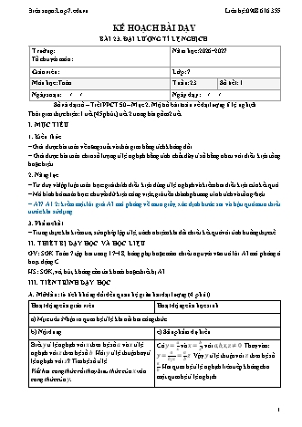 Giáo án Toán lớp 7 sách KNTT - Tuần 23 - Năm học 2026-2027 (Tích hợp năng lực số và AI)